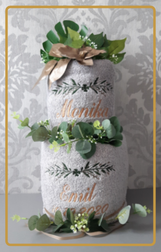 tort ślubny prezent ręczniki personalizowane haftyok.pl